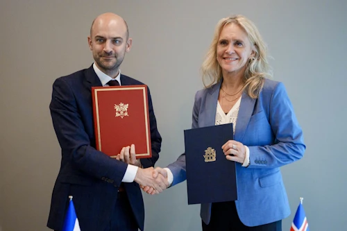 Þorgerður Katrín Gunnarsdóttir utanríkisráðherra ásamt Jean-Noël Barrot, utanríkisráðherra Frakklands. 