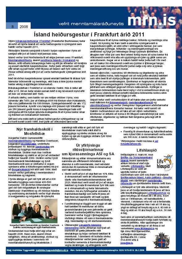 Vefrit menntamálaráðuneytis, 8. tbl. 2008